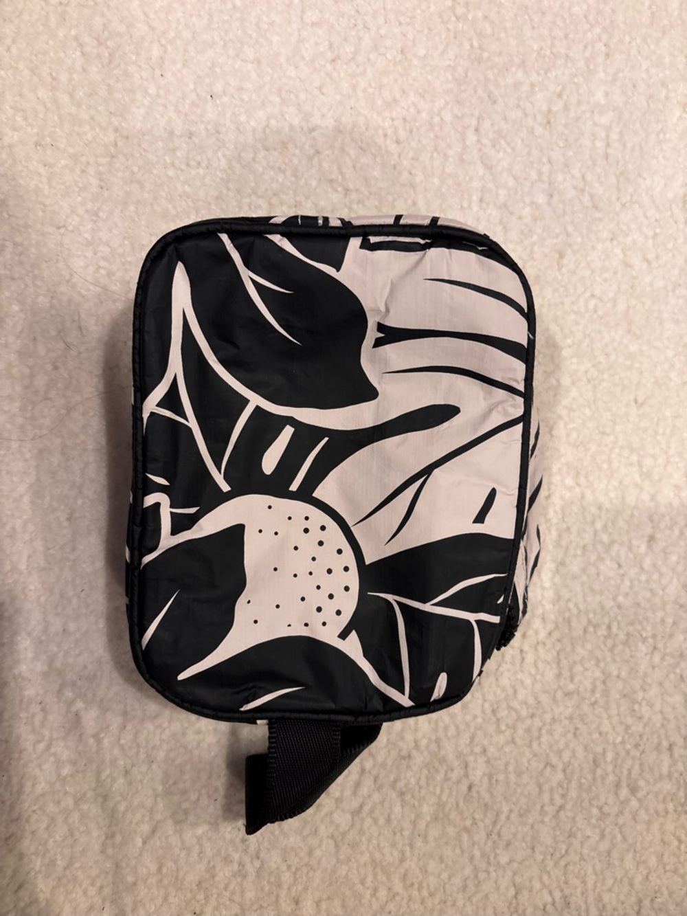 ALOHA Collection Black & White Floral Cosmetic Bag